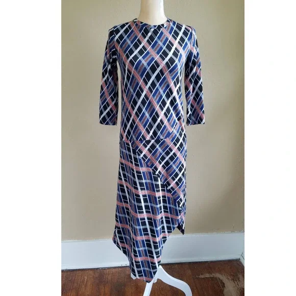 navy blue dress for baby girl Zara Striped Asymmetrical Wrap Dress Multicolor S